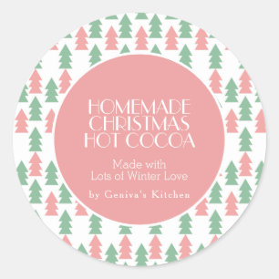 Moderne Weihnachtsbaum Cocoa hausgemachte Mix Pink Runder Aufkleber