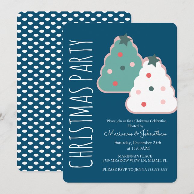 Moderne Weihnachtsbaum Cookie Holiday Party Einladung (Vorne/Hinten)