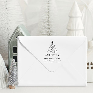 Moderne Weihnachtsbaum-Familienname Rücksendeadres Gummistempel