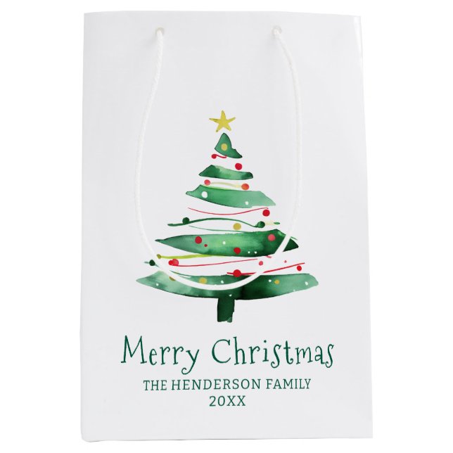 MODERNE WEIHNACHTSBAUM MITTLERE GESCHENKTÜTE (Vorderseite)
