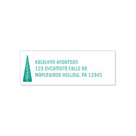Moderne Weihnachtsbaum-Rücksendeadresse des Mittel Permastempel