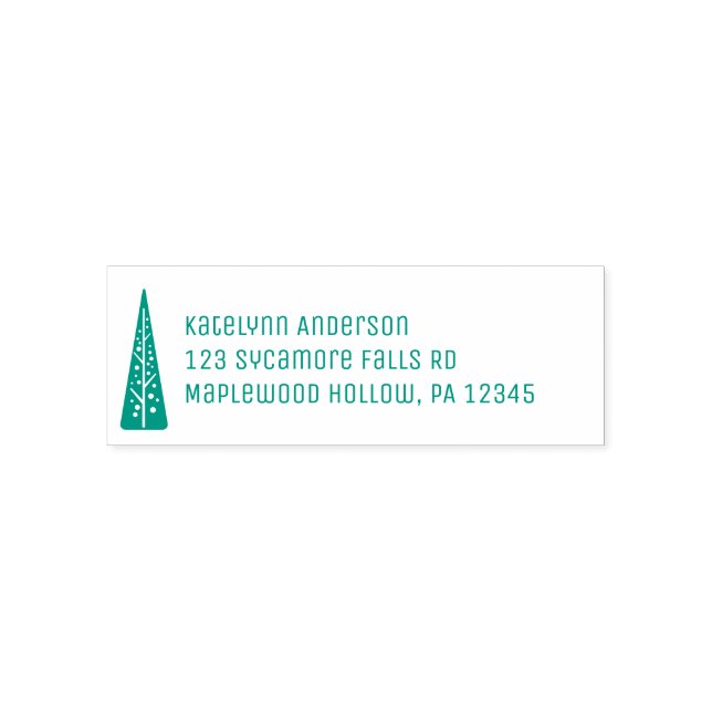 Moderne Weihnachtsbaum-Rücksendeadresse des Mittel Permastempel (Design)