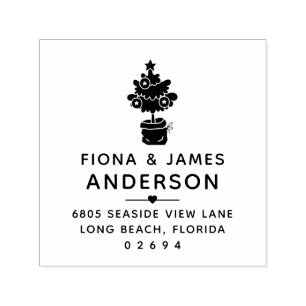 Moderne Weihnachtsbaum-Rücksendeadresse Permastempel