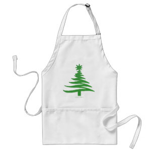 Moderne Weihnachtsbaum-Schablone Druck Grün Schürze