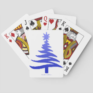 Moderne Weihnachtsbaum-Schablonen-Druck Blau Spielkarten