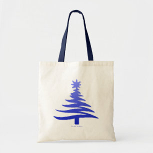Moderne Weihnachtsbaum-Schablonen-Druck Blau Tragetasche