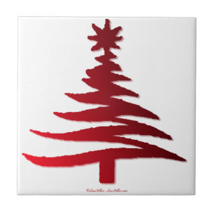 Moderne Weihnachtsbaum-Schablonen Druck Rot Fliese