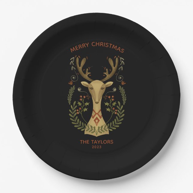 Moderne Weihnachtsbaum-Sticker Pappteller (Vorderseite)