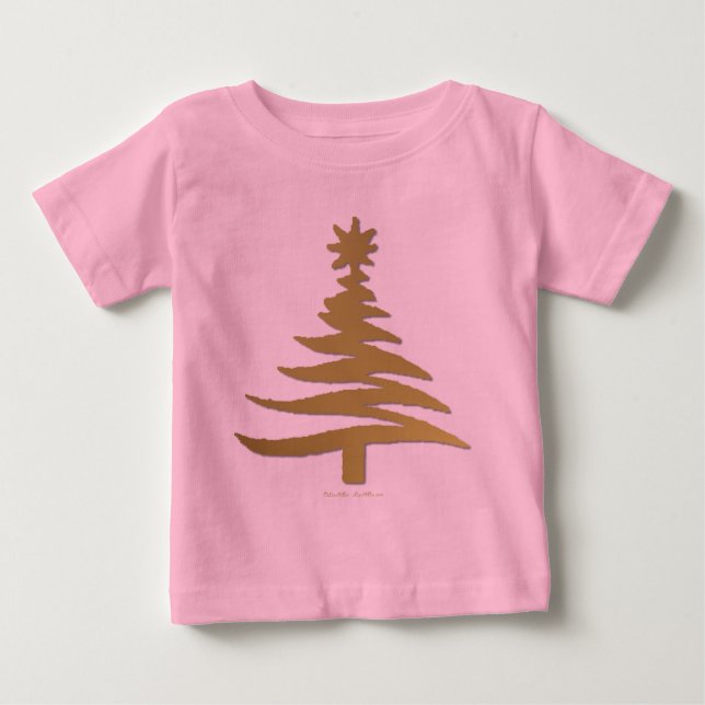 Moderne Weihnachtsbaum Stift Print Gold Baby T-shirt (Vorderseite)