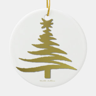 Moderne Weihnachtsbaum Stift Print Gold Keramik Ornament
