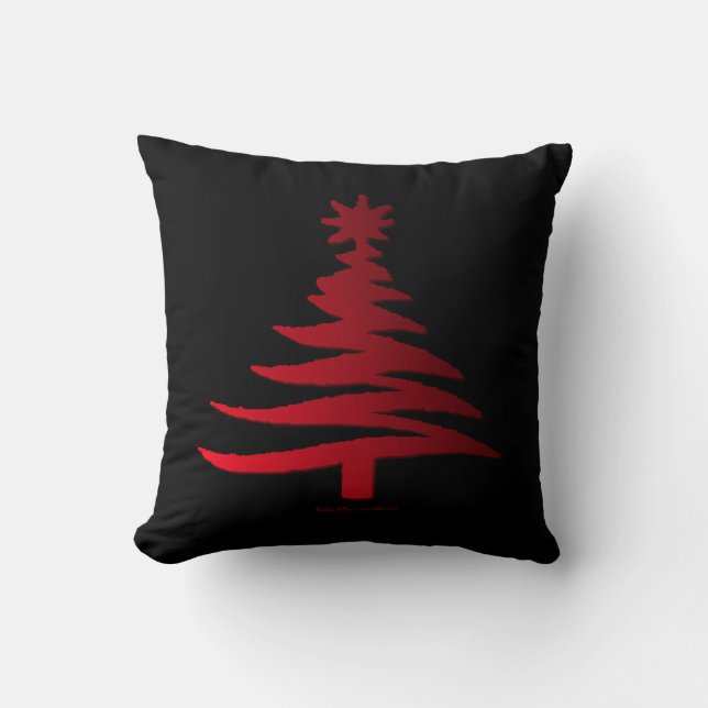 Moderne Weihnachtsbaum Stift Rot drucken Kissen (Vorderseite)