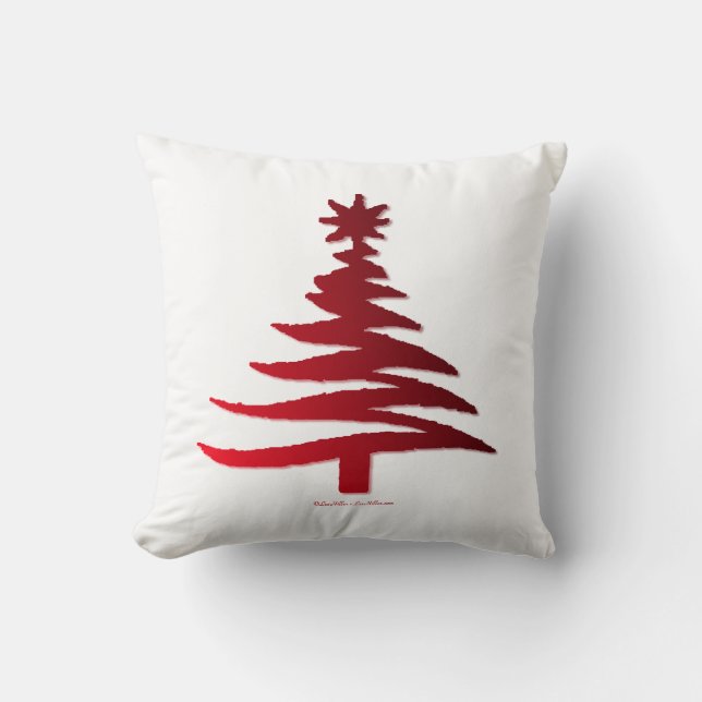 Moderne Weihnachtsbaum Stift Rot drucken Kissen (Vorderseite)