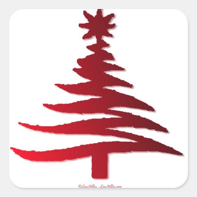 Moderne Weihnachtsbaum Stift Rot drucken Quadratischer Aufkleber (Vorderseite)