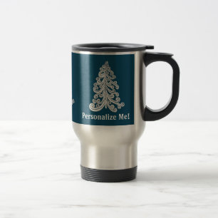 Moderne Weihnachtsbaum Swirl Doodle Style Reise Mu Reisebecher