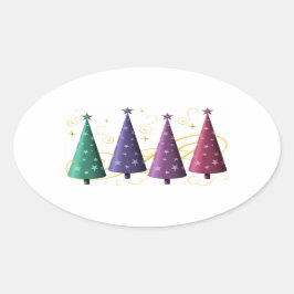 Moderne Weihnachtsbaumaufkleber Ovaler Aufkleber