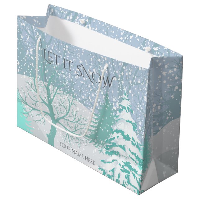 Moderne Weihnachtsbäume ändern FARBE Große Geschenktüte (Vorderseite Schrägansicht)