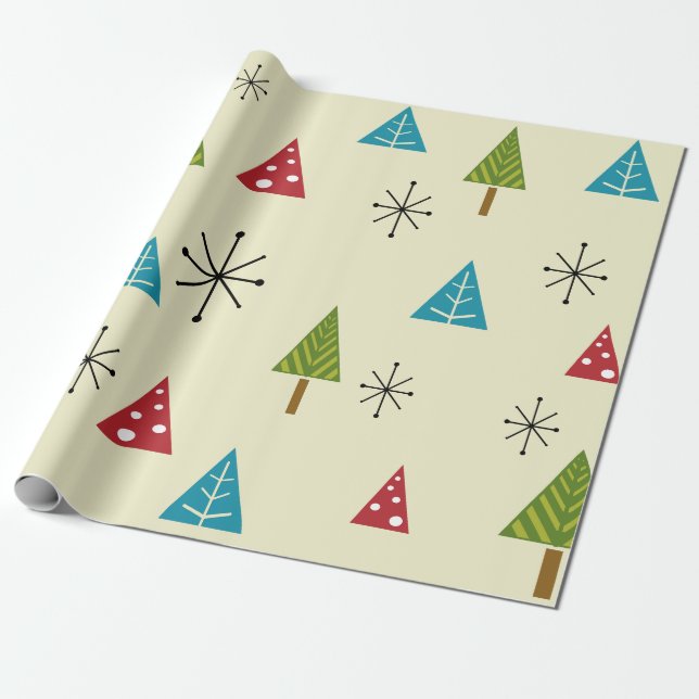 Moderne Weihnachtsbäume aus dem Mittelalter Geschenkpapier (Ungerollt)