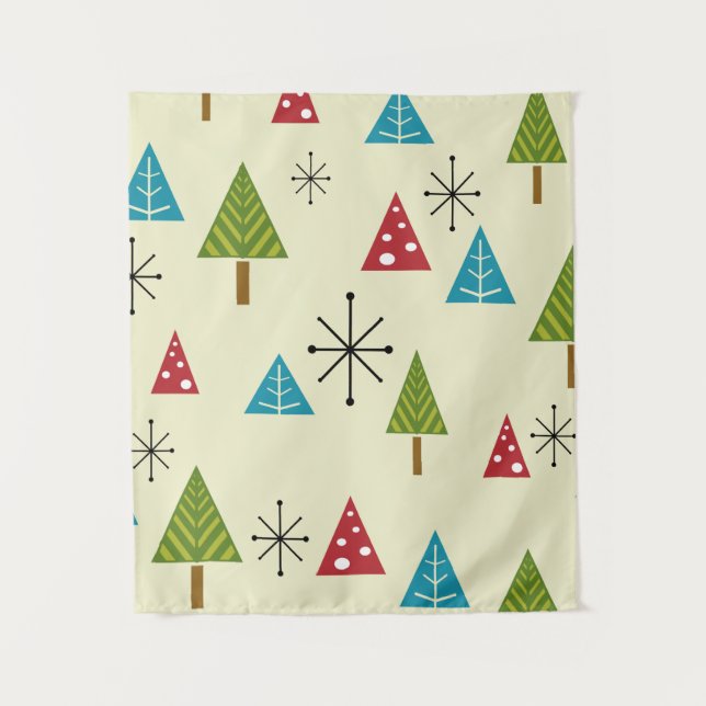 Moderne Weihnachtsbäume aus dem Mittelalter Wandteppich (Vorderseite)