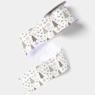 Moderne Weihnachtsbäume Beige Satinband