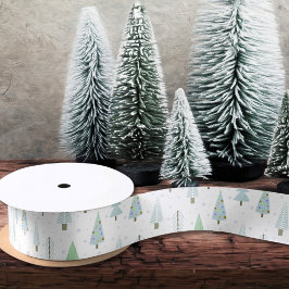 Moderne Weihnachtsbäume Blue Green Satinband