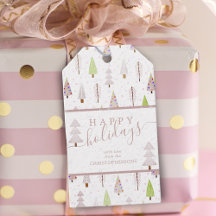 Moderne Weihnachtsbäume glückliche Ferien Pink Scr