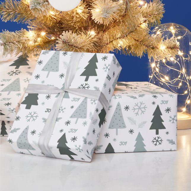 Moderne Weihnachtsbäume grau Geschenkpapier (Feiertage)