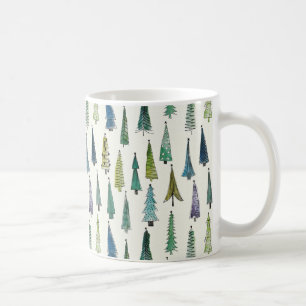 Moderne Weihnachtsbäume illustriertes Muster Kaffeetasse