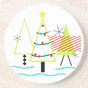 Moderne Weihnachtsbäume im Mittelalter Untersetzer