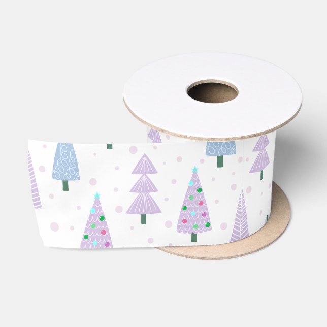 Moderne Weihnachtsbäume Lavender Blue White Satinband (Spule)