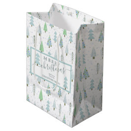 Moderne Weihnachtsbäume MERRY CHRISTMAS Script Blu Mittlere Geschenktüte