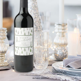 Moderne Weihnachtsbäume MERRY CHRISTMAS Skript Weinetikett