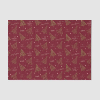 Moderne Weihnachtsbäume mit Jahresgrüße Rot Seidenpapier