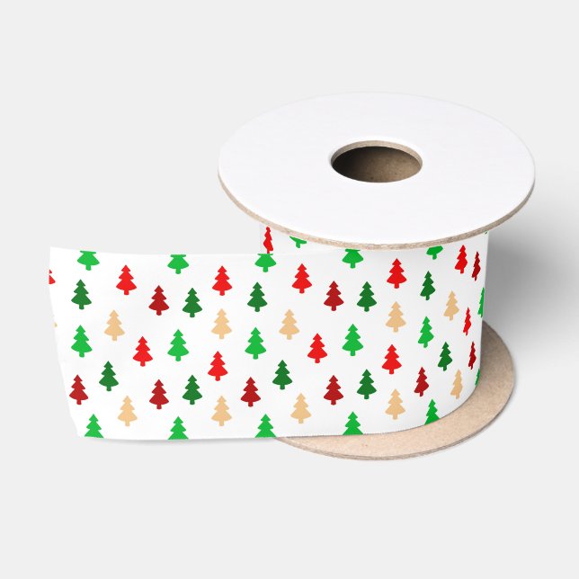 Moderne Weihnachtsbäume - Rot Grün und Gold Satinband (Spule)