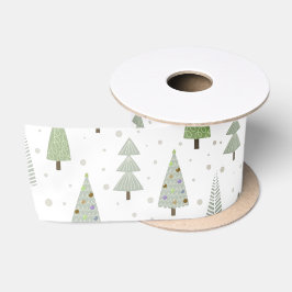 Moderne Weihnachtsbäume Sage Olive Green White Satinband