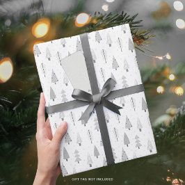 Moderne Weihnachtsbäume Silver Gray Muster Geschenkpapier