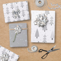 Moderne Weihnachtsbäume Silver Gray Muster Trio