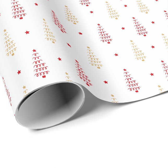 Moderne Weihnachtsbäume & Sterne Urlaub Geschenkpapier (Rolleneckpunkt)