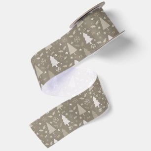 Moderne Weihnachtsbäume Taupe Satinband