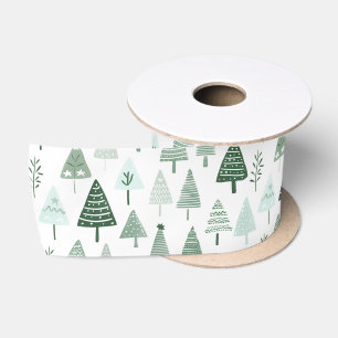 Moderne Weihnachtsbäume weiß und grün Satinband