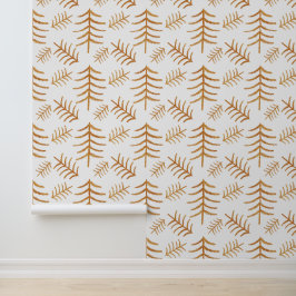 Moderne Weihnachtsbaumen Gold auf Weiß Tapete