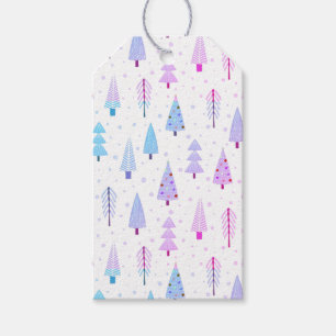 Moderne Weihnachtsbaumen Muster Lila Pink Blau Geschenkanhänger