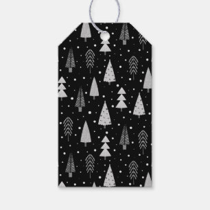 Moderne Weihnachtsbaumen Muster Silver Gray Black Geschenkanhänger