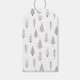 Moderne Weihnachtsbaumen Muster Silver Gray White Geschenkanhänger