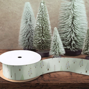 Moderne Weihnachtsbaumen Sage Green Satinband