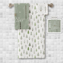 Moderne Weihnachtsbaumen Sage Olive Green Pattern