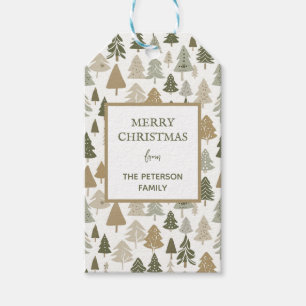 Moderne Weihnachtsbaumen Sage Olive Green Pattern Geschenkanhänger