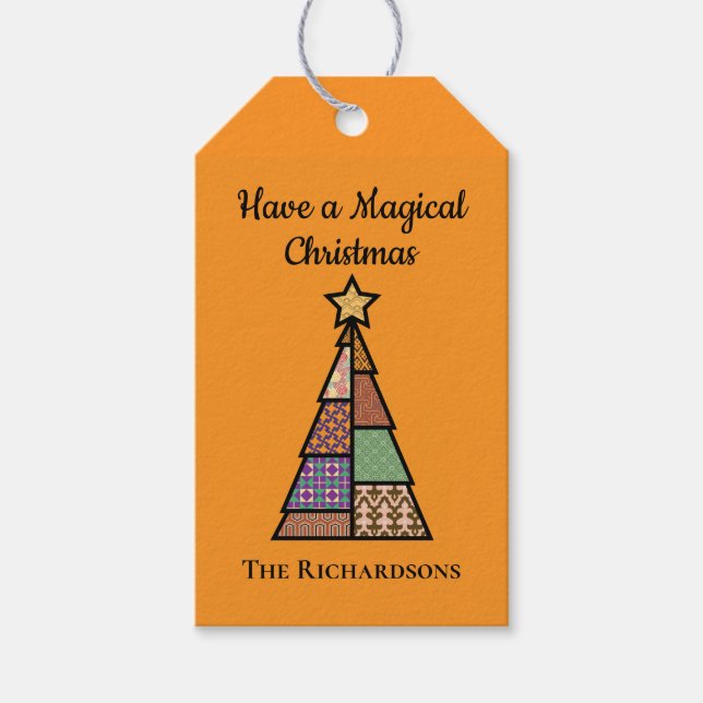 Moderne Weihnachtsbaumgeschenktafel Mitte des Jahr Geschenkanhänger (Vorderseite)