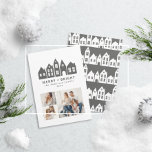 Moderne Weihnachtsbaumhäuser Nord 3 Foto Feiertagskarte<br><div class="desc">Modernes Minimal Japan Weihnachten Nordic Häuser stilvoll schlicht 3 Foto Ferienkarte Design</div>