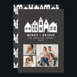 Moderne Weihnachtsbaumhäuser Nordic Houses 3 Foto  Feiertagskarte<br><div class="desc">Modernes Minimal Japan Weihnachten Nordic Häuser stilvoll schlicht 3 Foto Ferienkarte Design</div>