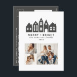 Moderne Weihnachtsbaumhäuser Nordic Houses 3 Foto  Feiertagspostkarte<br><div class="desc">Modernes Minimal Japan Weihnachten Nordische Häuser stilvoll schlicht 3 Foto graue Ferienkarte Design</div>
